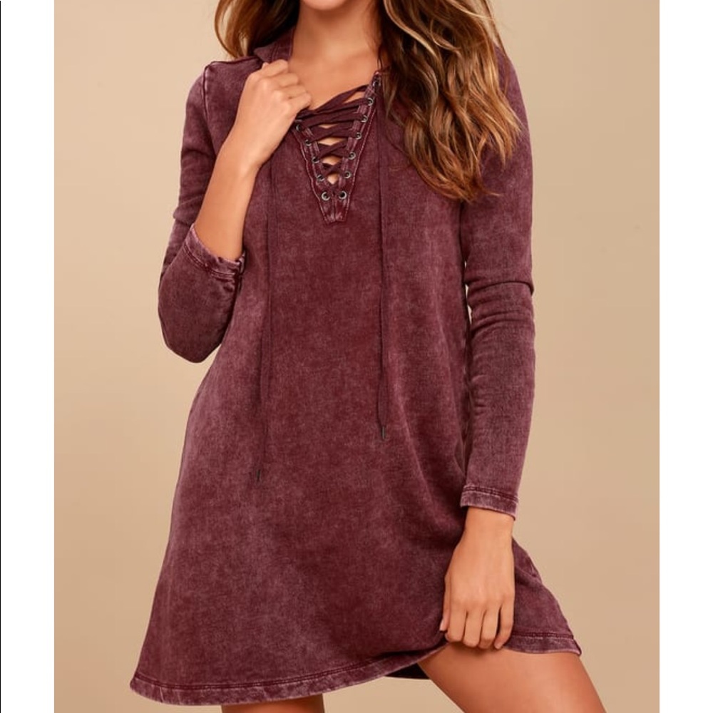 Size S burgundy sweatshirt dress
